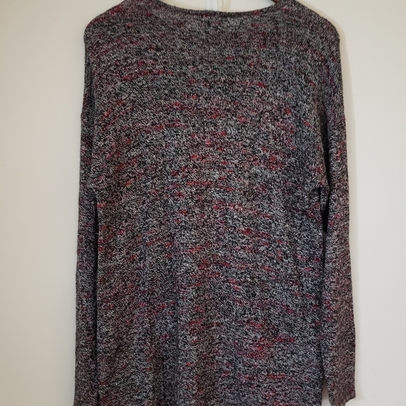 J. Jill Pure Jill Long Tunic Sweater Marled Black White Red Asymmetrical Medium - Picture 1 of 12